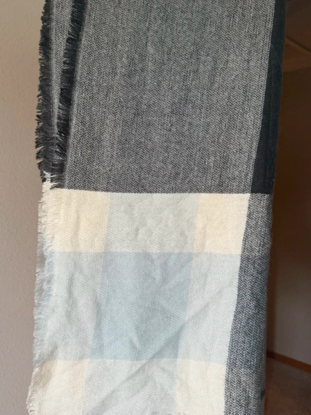 Classic Gray and Cream Woven scarf or Throw Blanket - Home Accents
